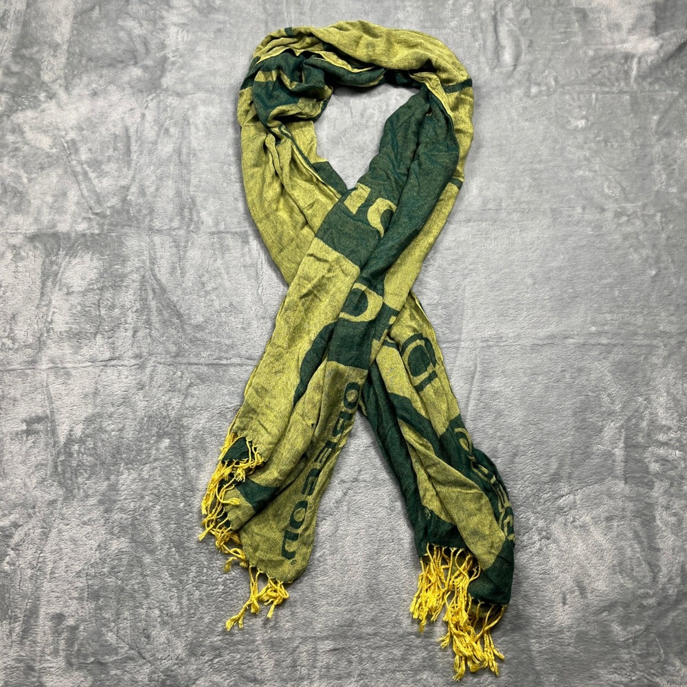 Oregon‎ Ducks Scarf Green Yellow Logo Graphic Fringed Fan Gear Scarf